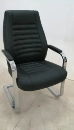 Mesh waiting chair mounted on a metal frame