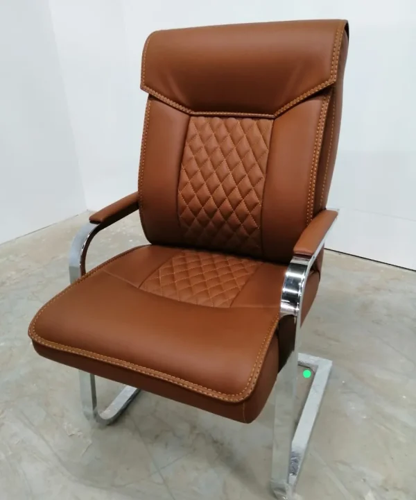 Mesh waiting chair mounted on a metal frame