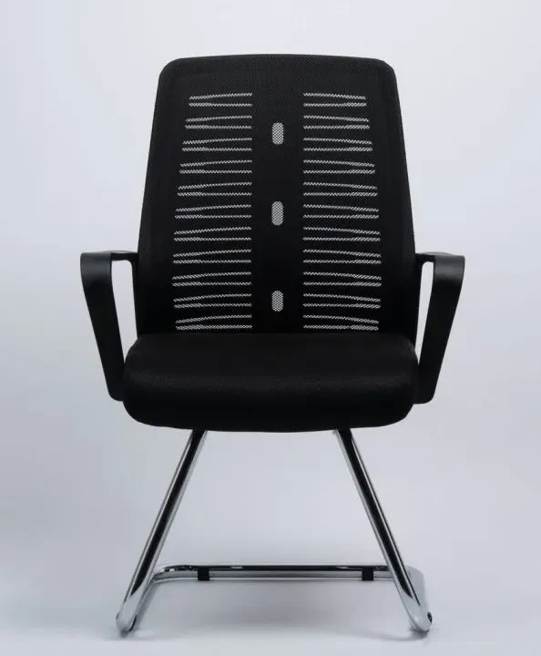 Mesh waiting chair mounted on a metal frame