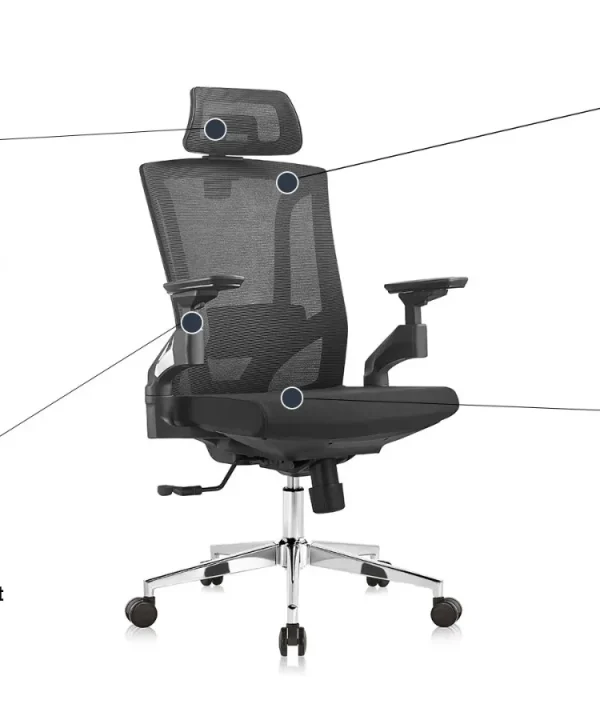 Ergonomic mesh chair with headrest