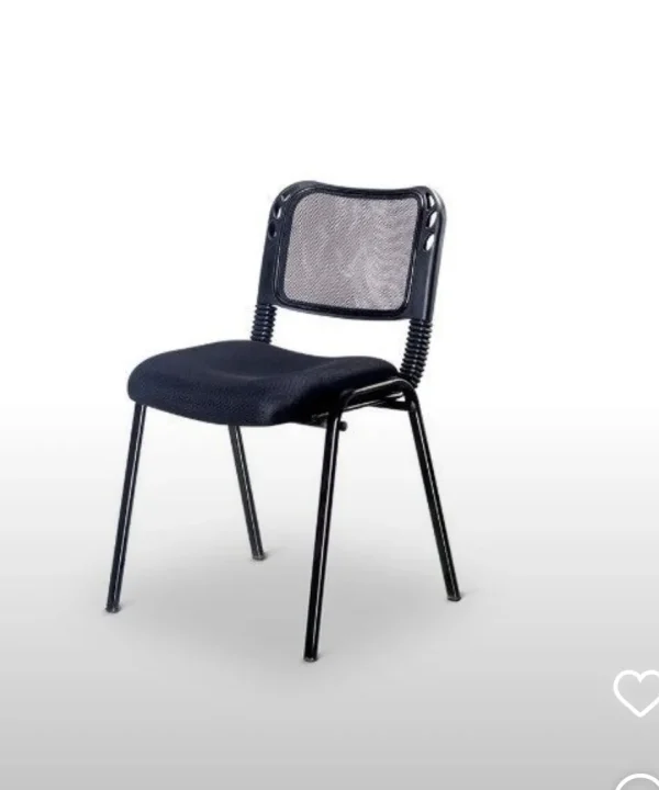 Mesh waiting chair mounted on a metal frame